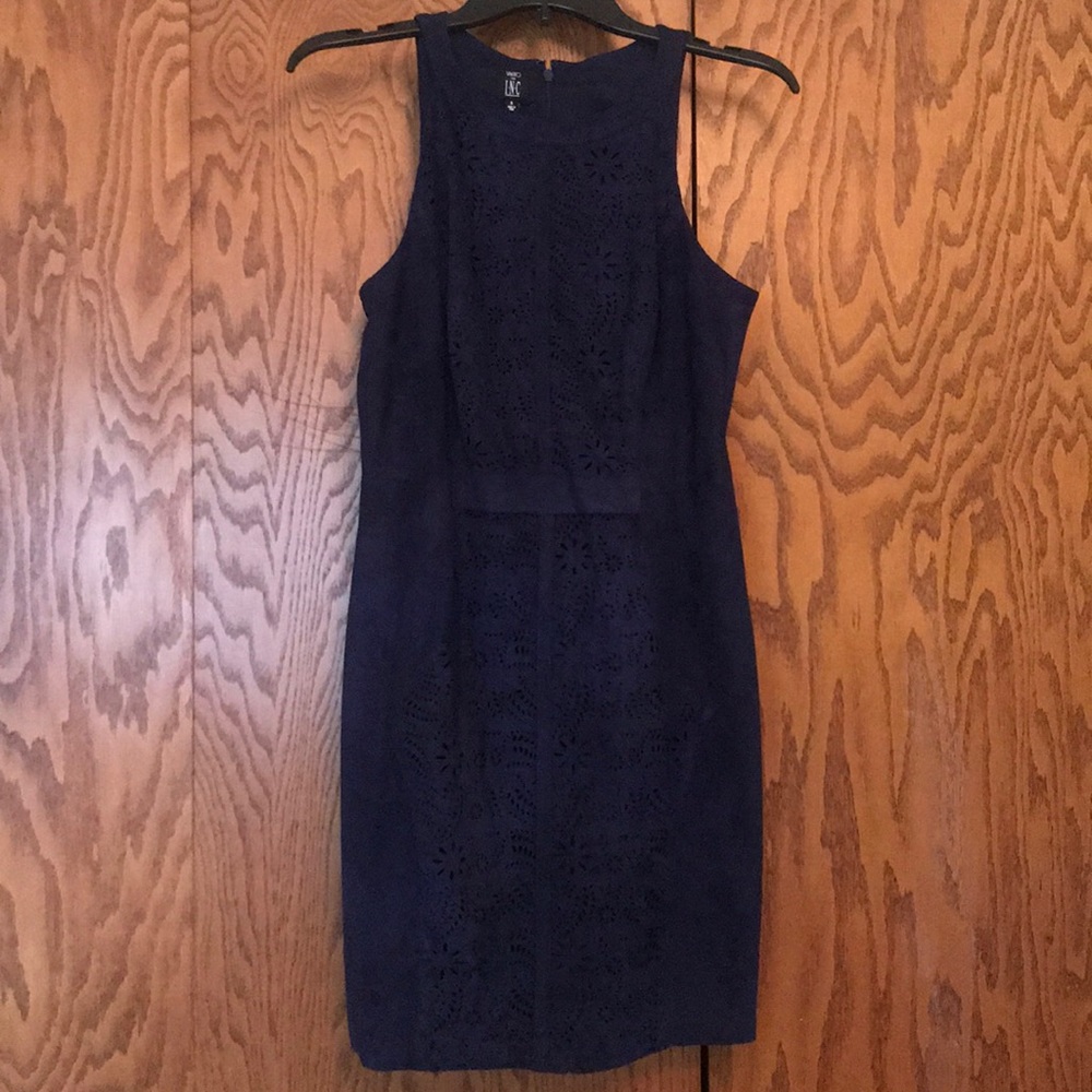 Blue suede dress
